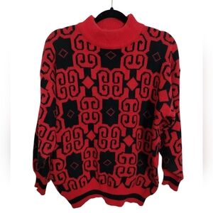 Vintage Women's ITEM II Grannycore Mock Sweater size M Cable Knit Ribbed